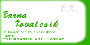 barna kovalcsik business card